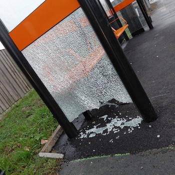 Damage to a Bus Stop shelter - 19 October 2025